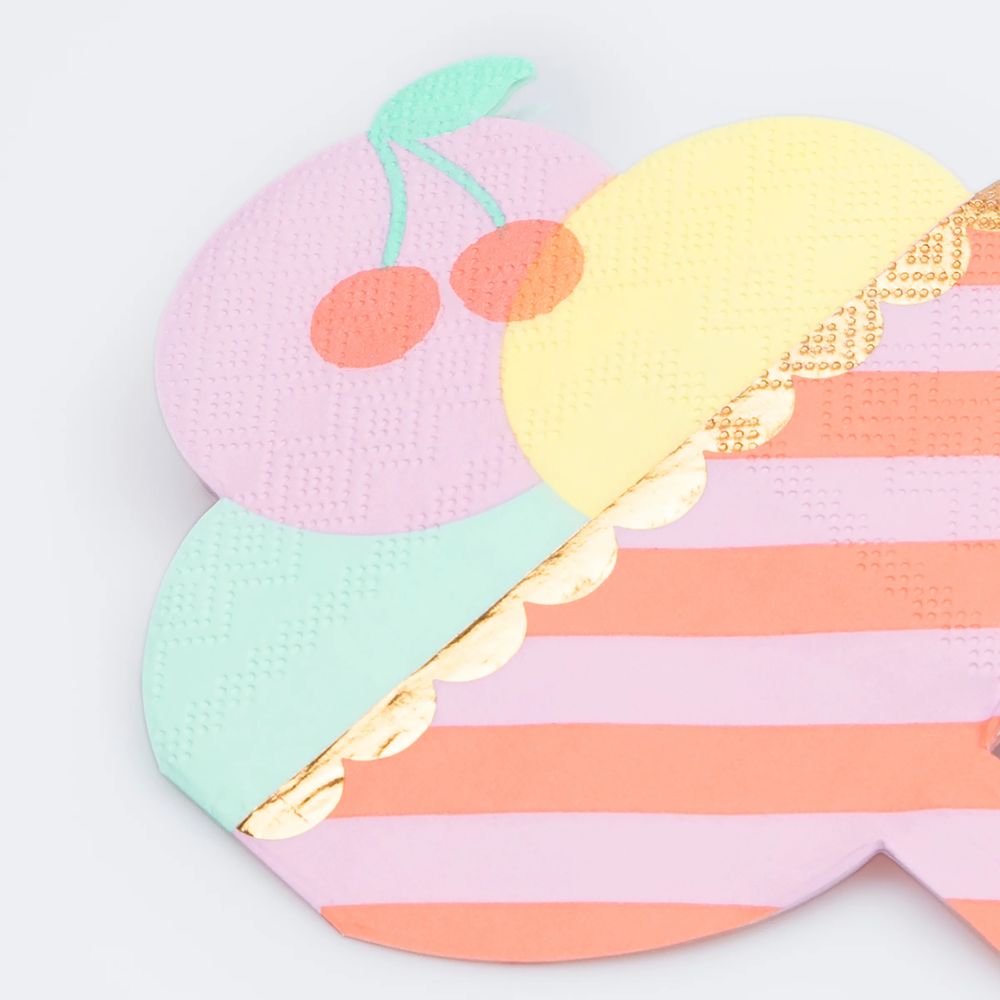 ميري ميري - مناديل آيس كريم سنداي ثلاثية الطبقات - متعددة الألوان - 16 قطعة