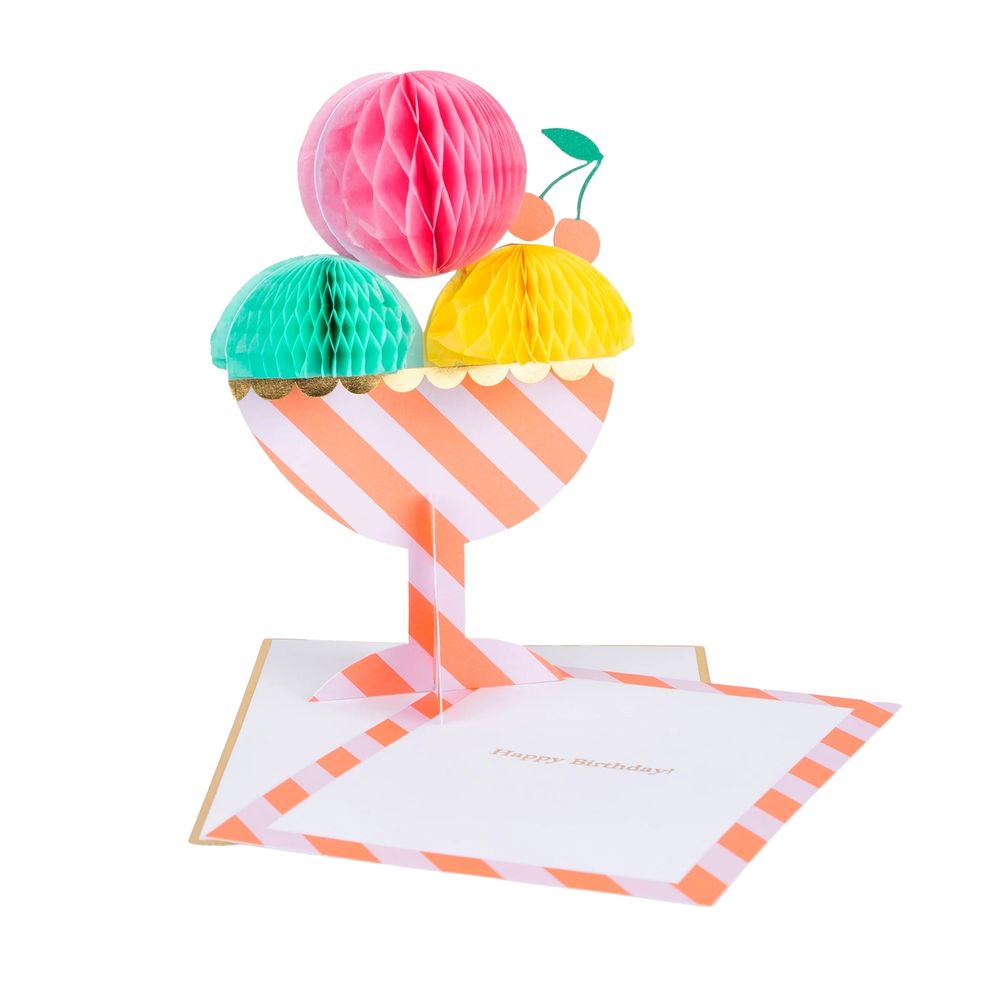 Meri Meri - Honeycomb Ice Cream Sundae Birthday Card - Multicolor