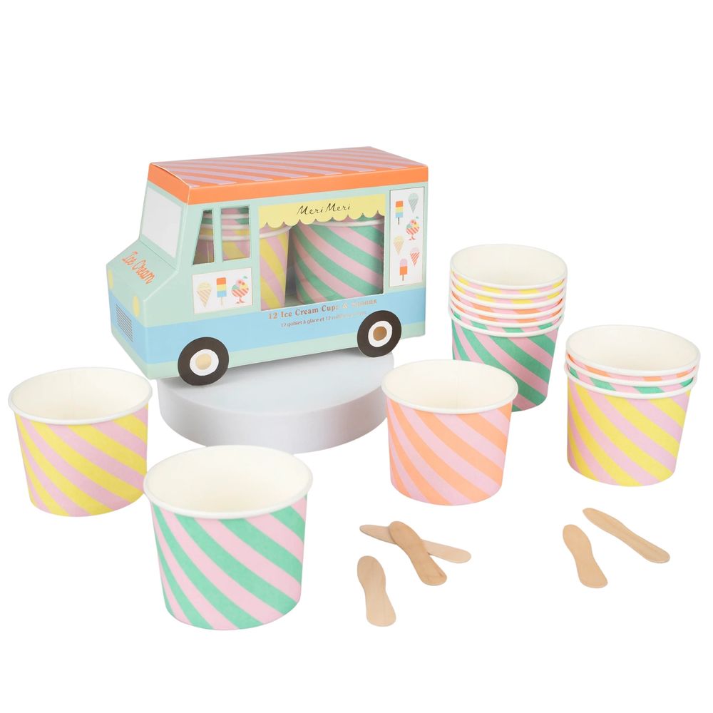 Meri Meri - Ice Cream Cup & Spoon Set - Multicolor - 24 Pcs