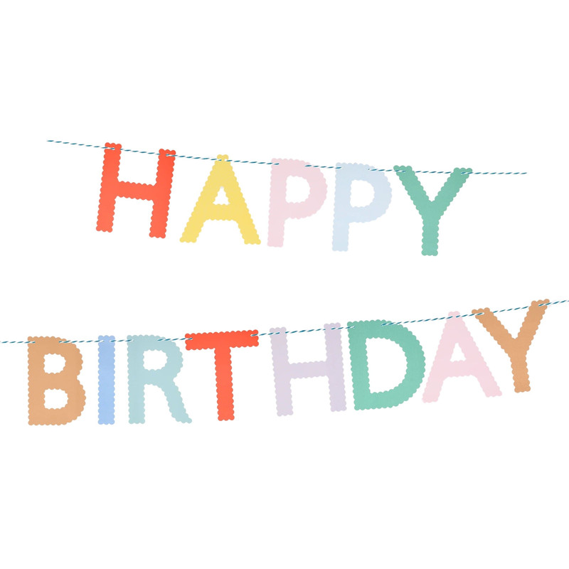 Meri Meri - Scallop Bright Happy Birthday Garland - 3 m