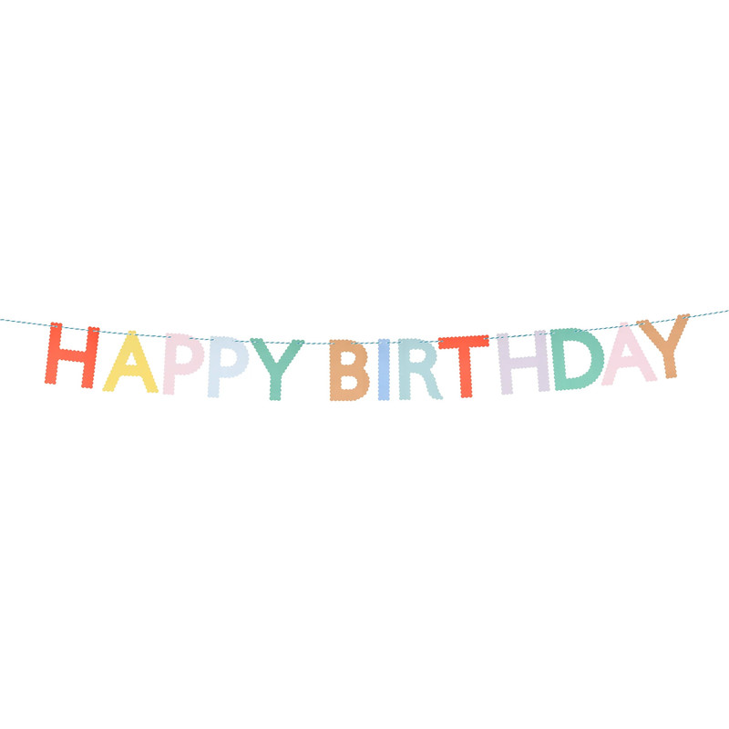 Meri Meri - Scallop Bright Happy Birthday Garland - 3 m