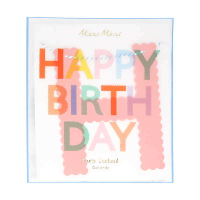 Meri Meri - Scallop Bright Happy Birthday Garland - 3 m