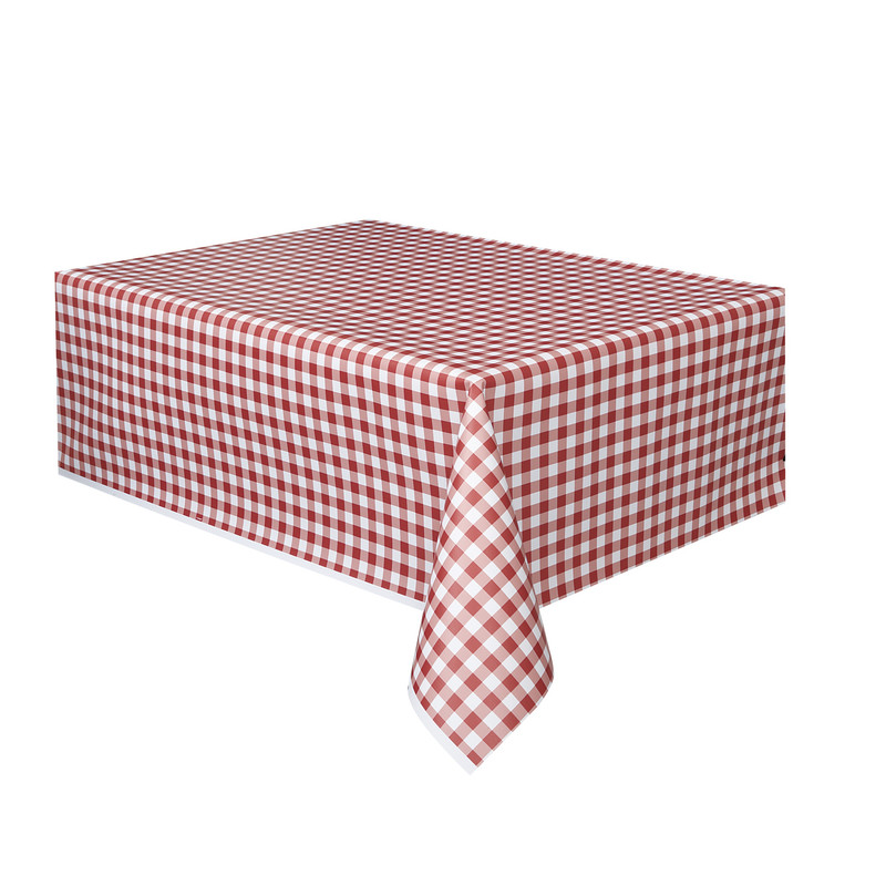 Unique - Gingham Pattern Table Cover - Red - 137x274 cm