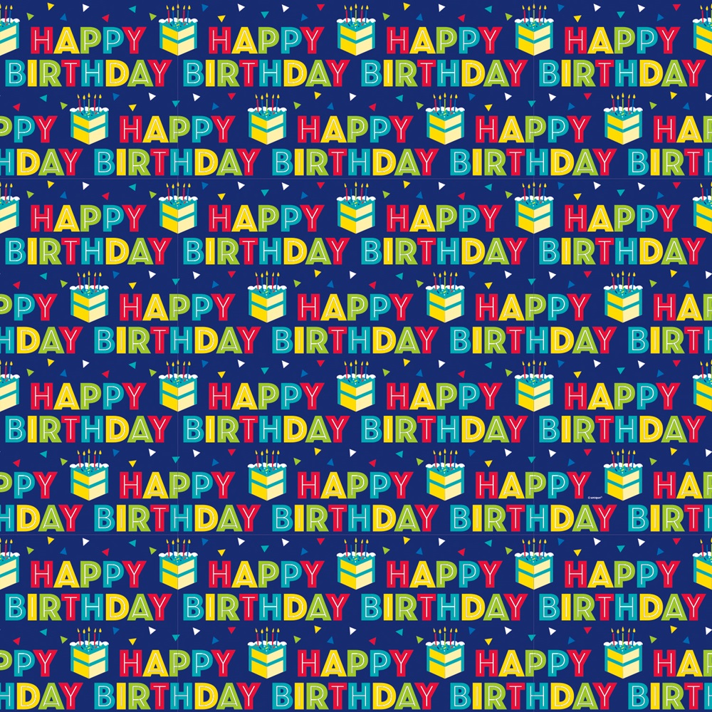 Unique - Happy Birthday Gift Wrap - 76 x 152cm