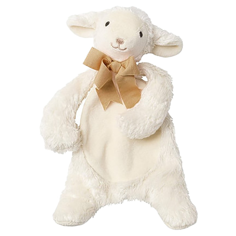 مود آند ليل - لحاف ألعاب ناعم من لحم الضأن العضوي في صندوق هدايا - أبيض/رملي