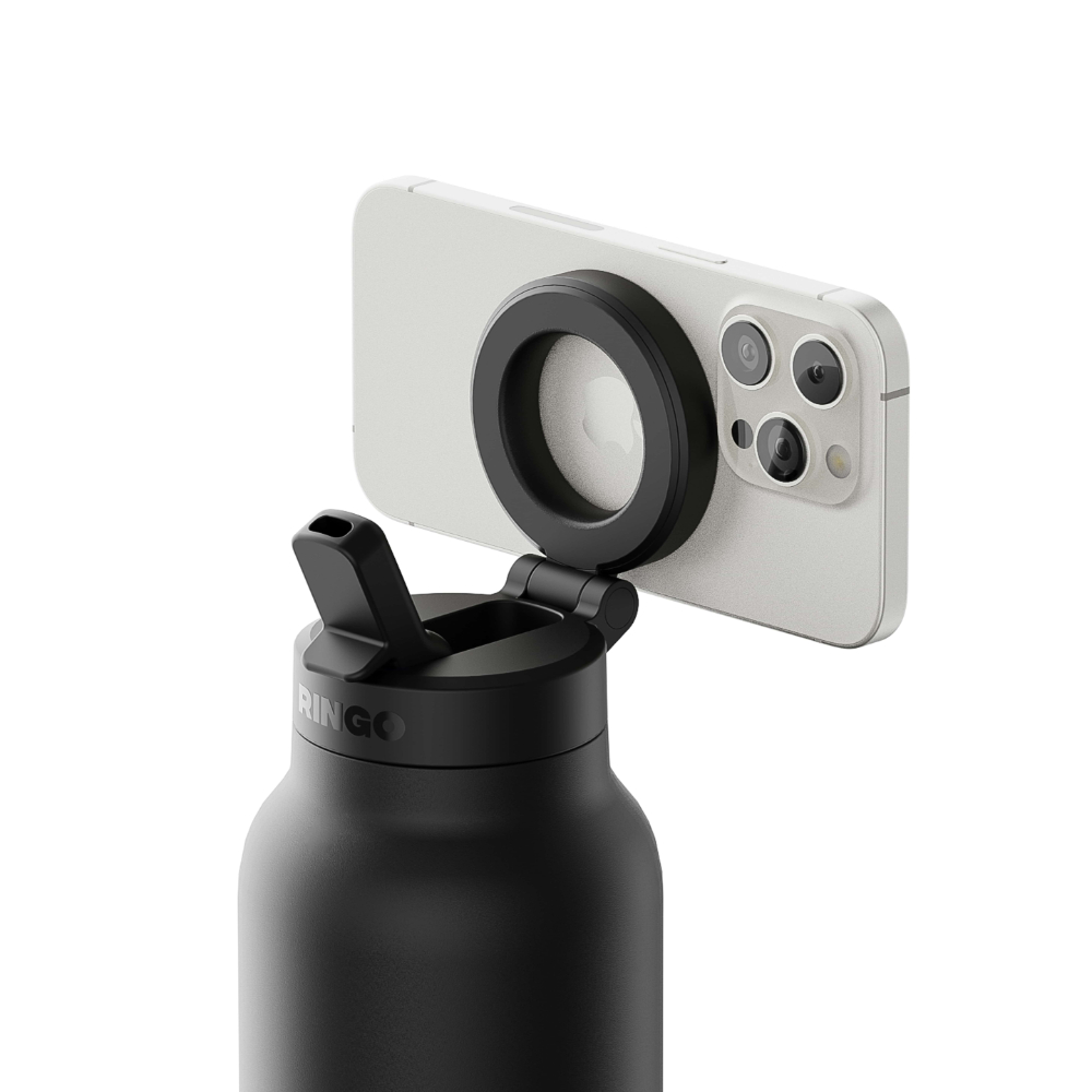 رينغو - زمزمية من الستانلس ستيل مع حلقة مدمجة مغناطيسية للهاتف - 710 مل