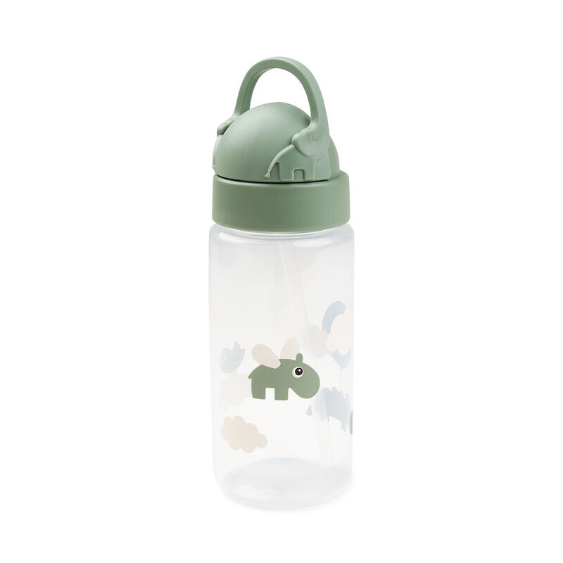 Done By Deer - Happy Clouds Printed Straw Bottle - Green - 350ml