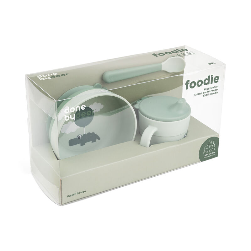 Done By Deer - Foodie First Meal Set - 3 Pcs - Happy Clouds - Green