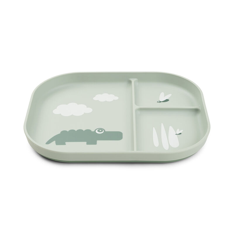 Done By Deer - Foodie 3 Compartments Plate - Croco - Green