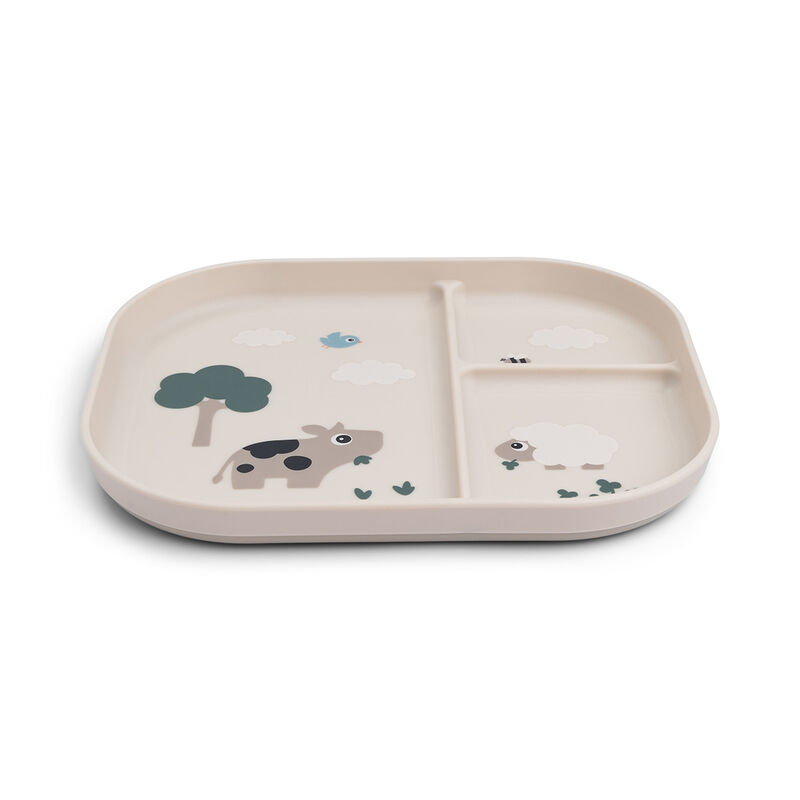Done By Deer - Foodie 3 Compartments Plate - Tiny Farm - Sand