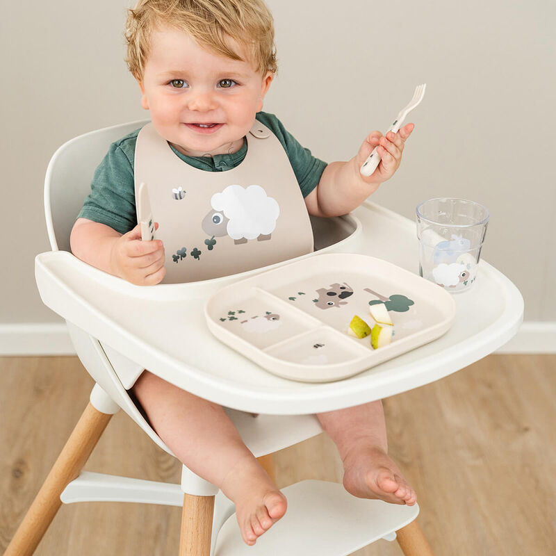 Done By Deer - Foodie 3 Compartments Plate - Tiny Farm - Sand