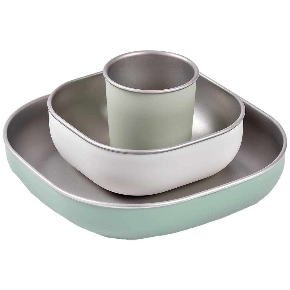 Beaba - Stainless Steel Meal Set - Sage Green - 3 Pcs