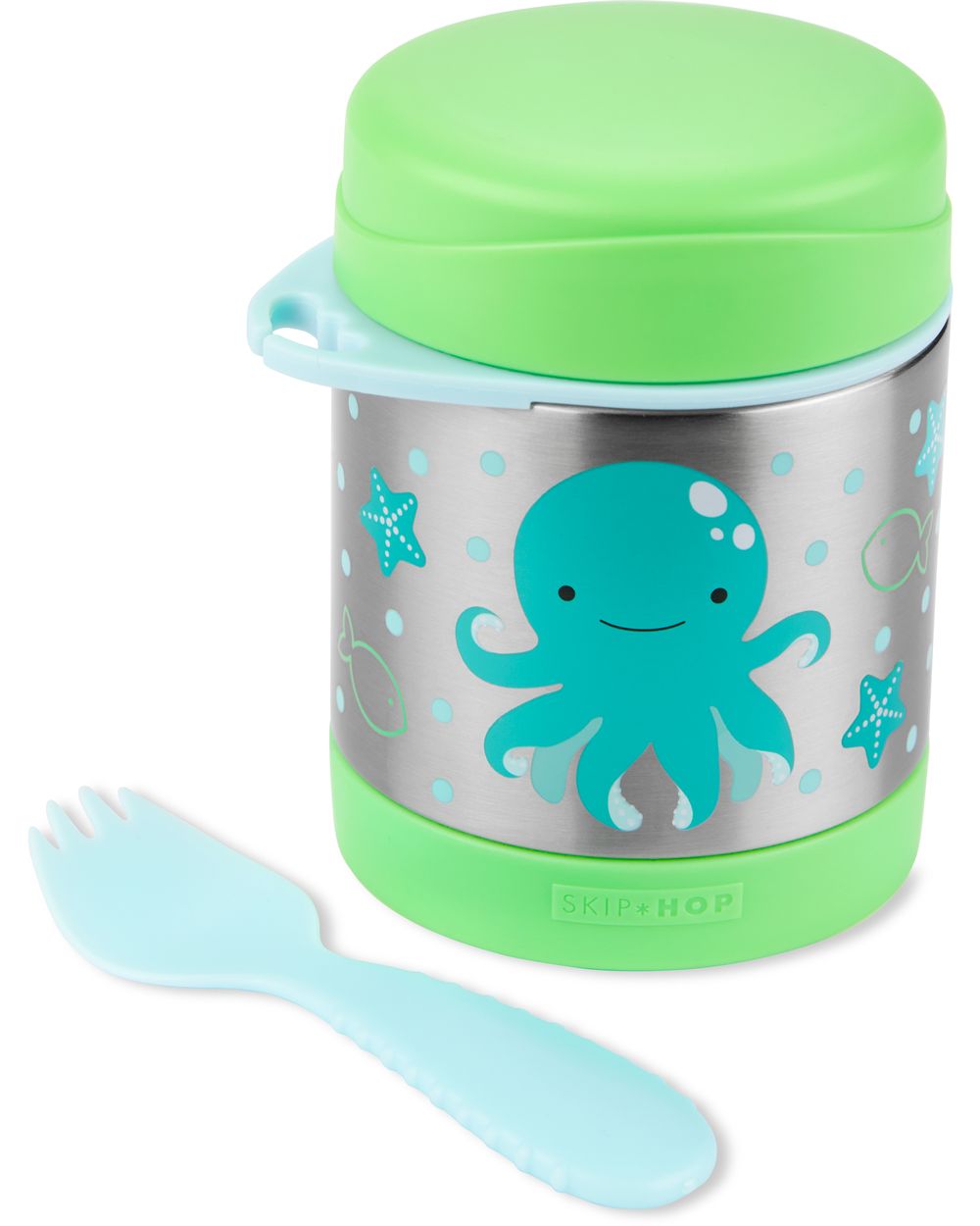 SkipHop - Zoo Stainless Steel Food Jar With Spork - Octopus - 325 ml