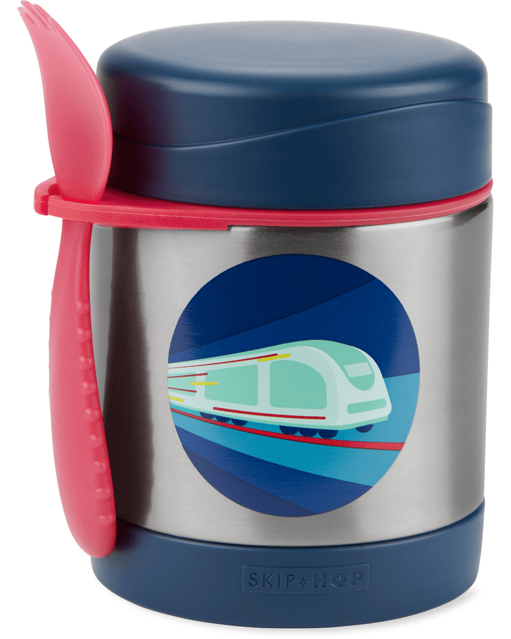 SkipHop - Spark Style Stainless Steel Food Jar With Spork - Train - 325 ml