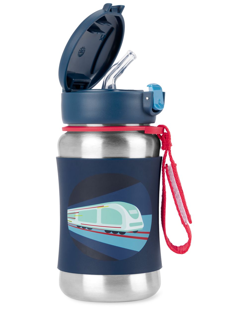 SkipHop - Spark Style Stainless Steel Straw Bottle - Train - 350ml