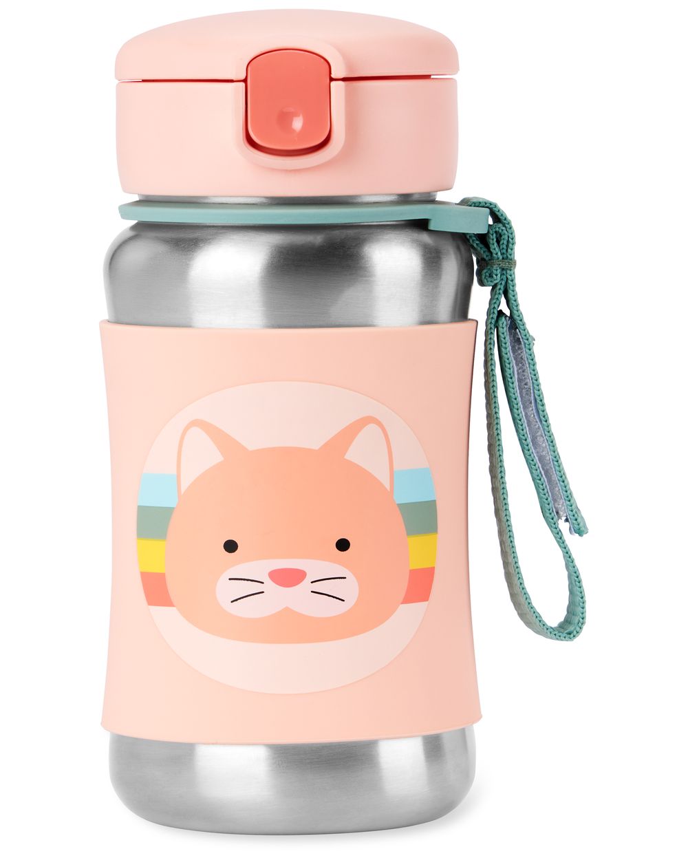 SkipHop - Zoo Stainless Steel Straw Bottle - Cat - 350ml
