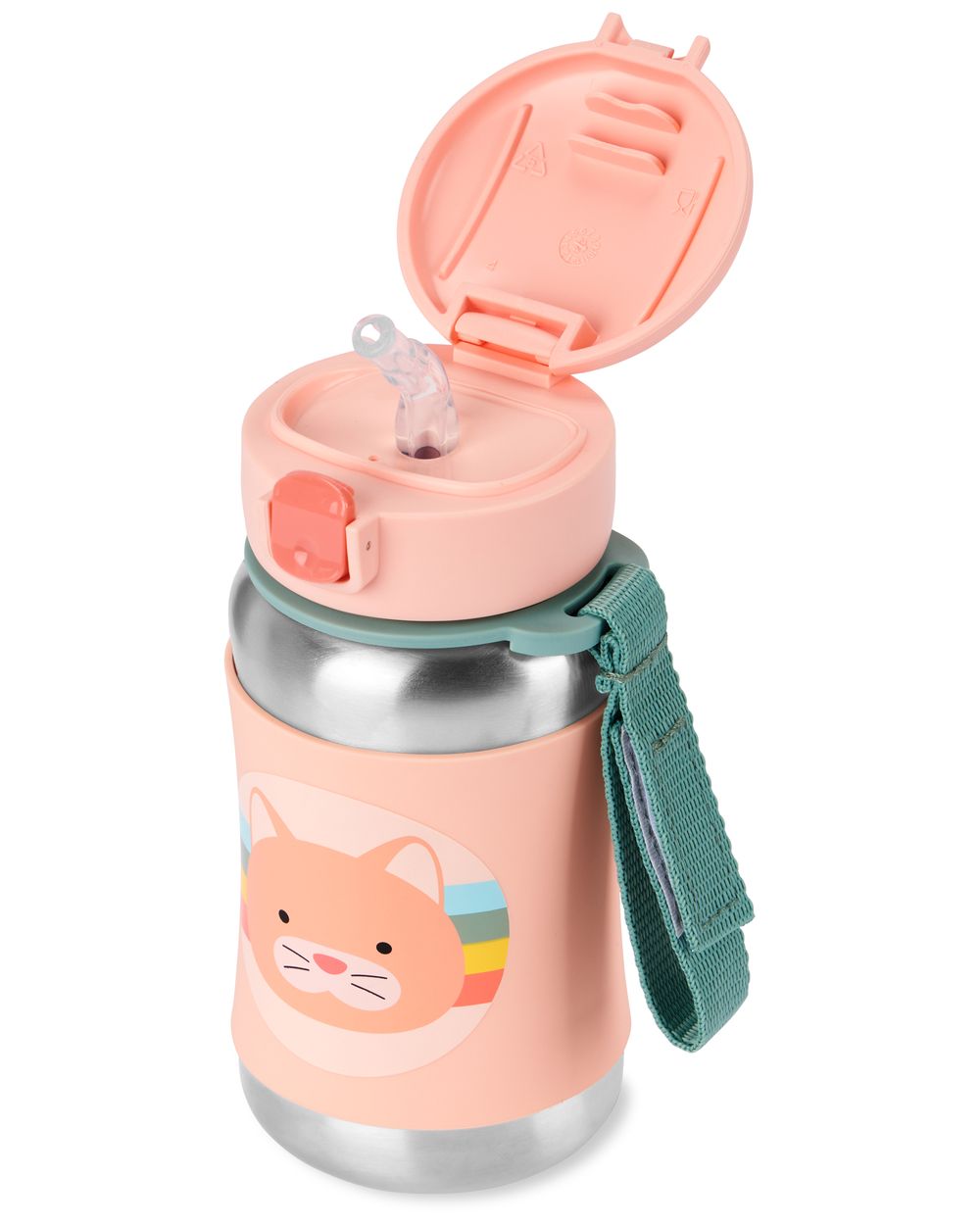 SkipHop - Zoo Stainless Steel Straw Bottle - Cat - 350ml