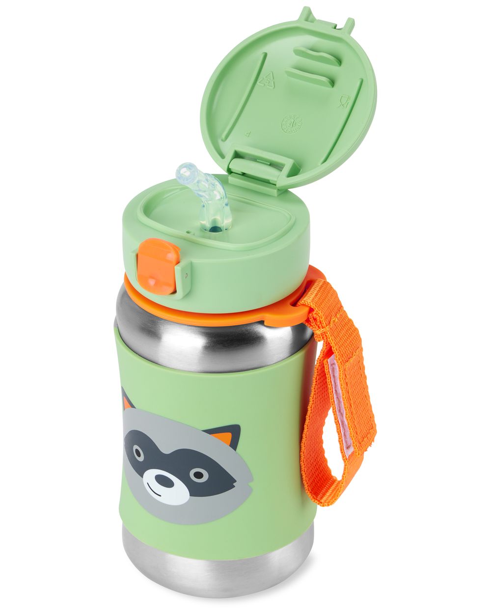 SkipHop - Zoo Stainless Steel Straw Bottle - Racoon - 350ml