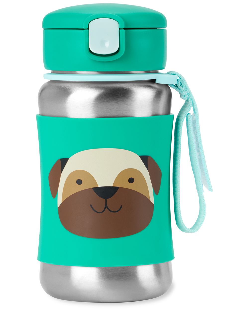 SkipHop - Zoo Stainless Steel Straw Bottle - Pug - 350ml