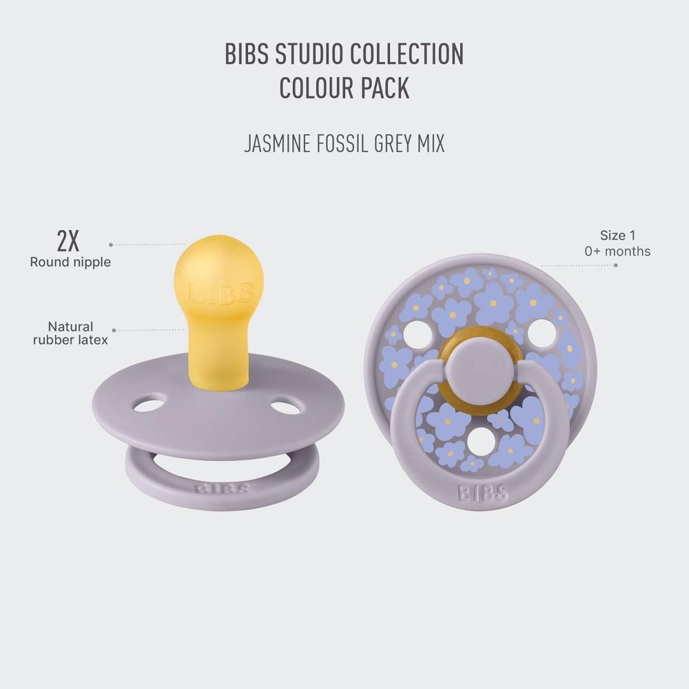 Bibs - Studio Colour Pacifier - Jasmine Fossil Grey Mix - Size 1 - 2pcs
