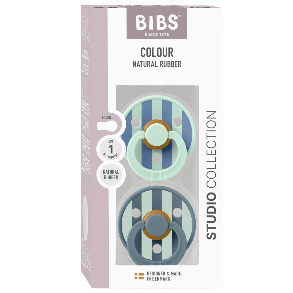 BIBS - Studio Colour Round Latex Pacifier Pack Of 2 Size 1 - Nordic Mint Petrol