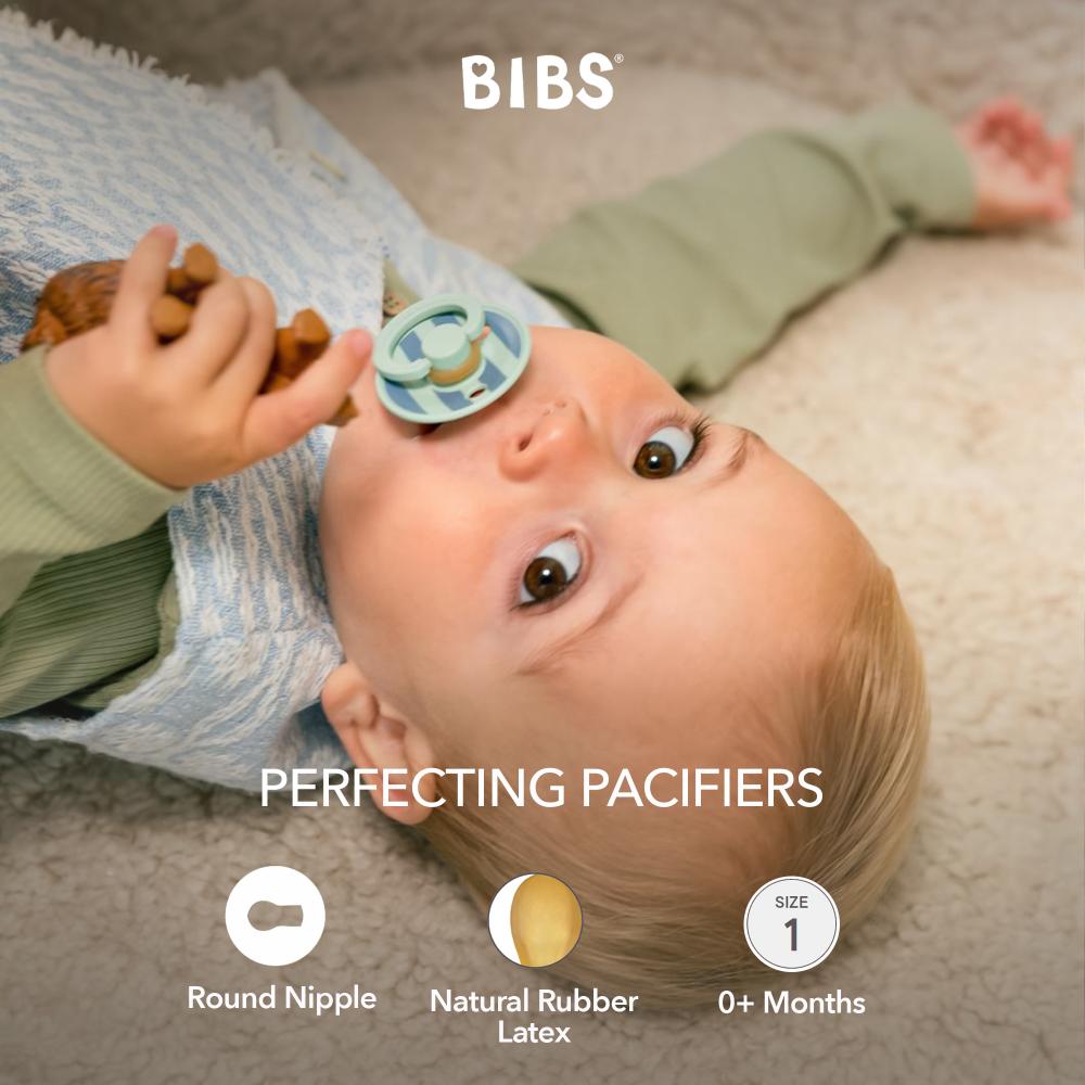 BIBS - Studio Colour Round Latex Pacifier Pack Of 2 Size 1 - Nordic Mint Petrol