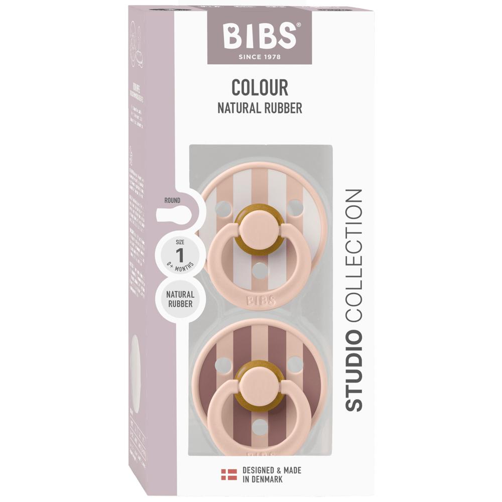 BIBS - Studio Colour Round Latex Pacifier Pack Of 2 Size 1 - Blush Mix