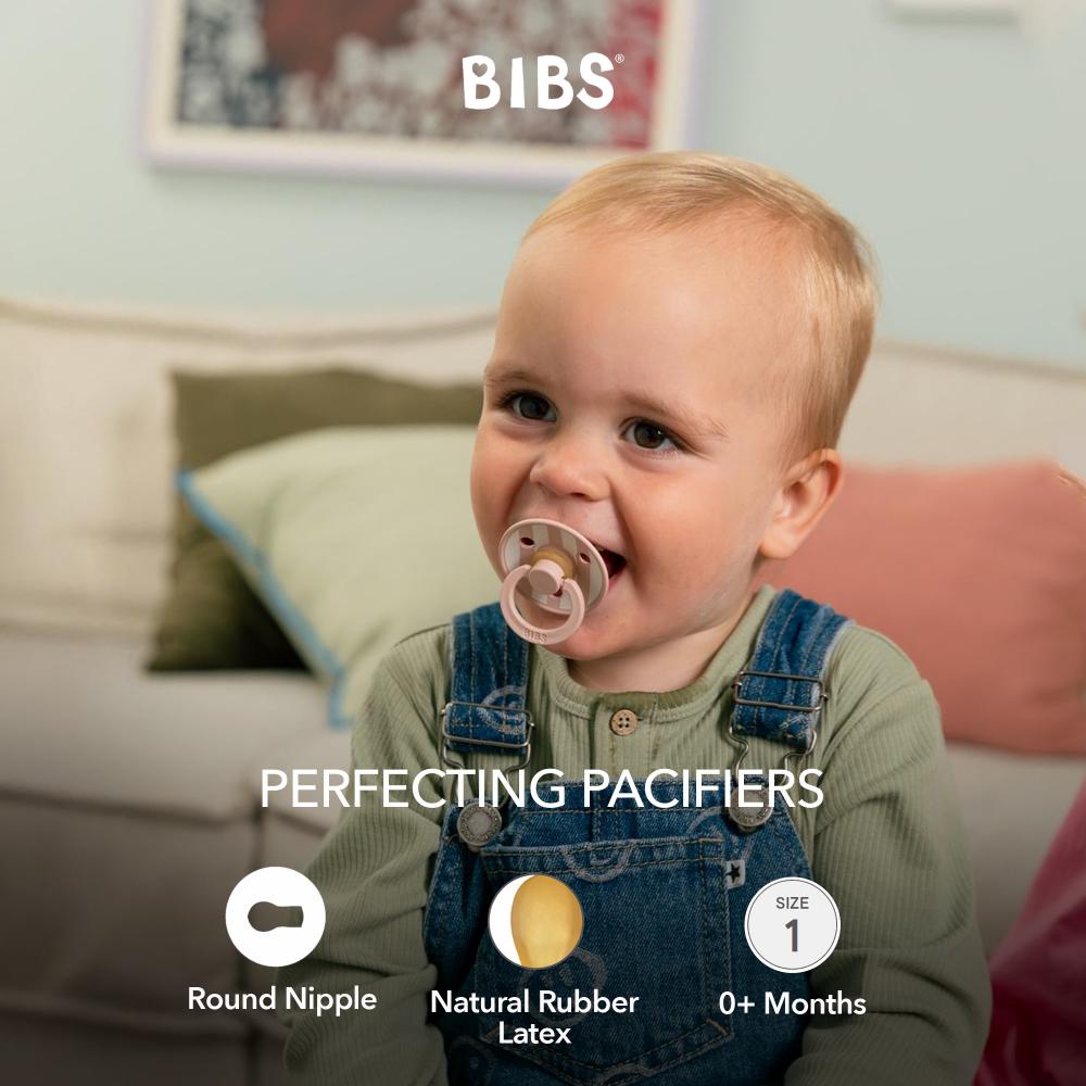 BIBS - Studio Colour Round Latex Pacifier Pack Of 2 Size 1 - Blush Mix