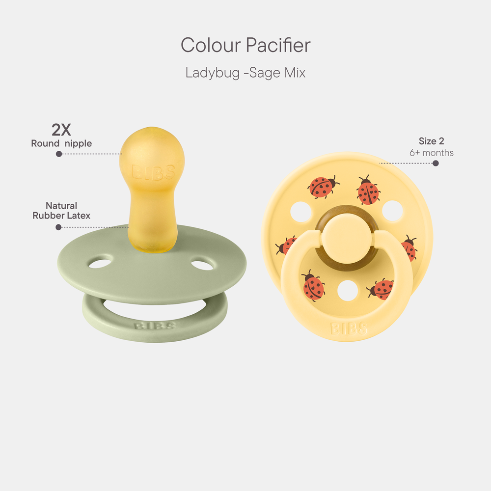 Bibs - Pacifier Studio Ladybug Latex Size 2 Sage - 2pcs