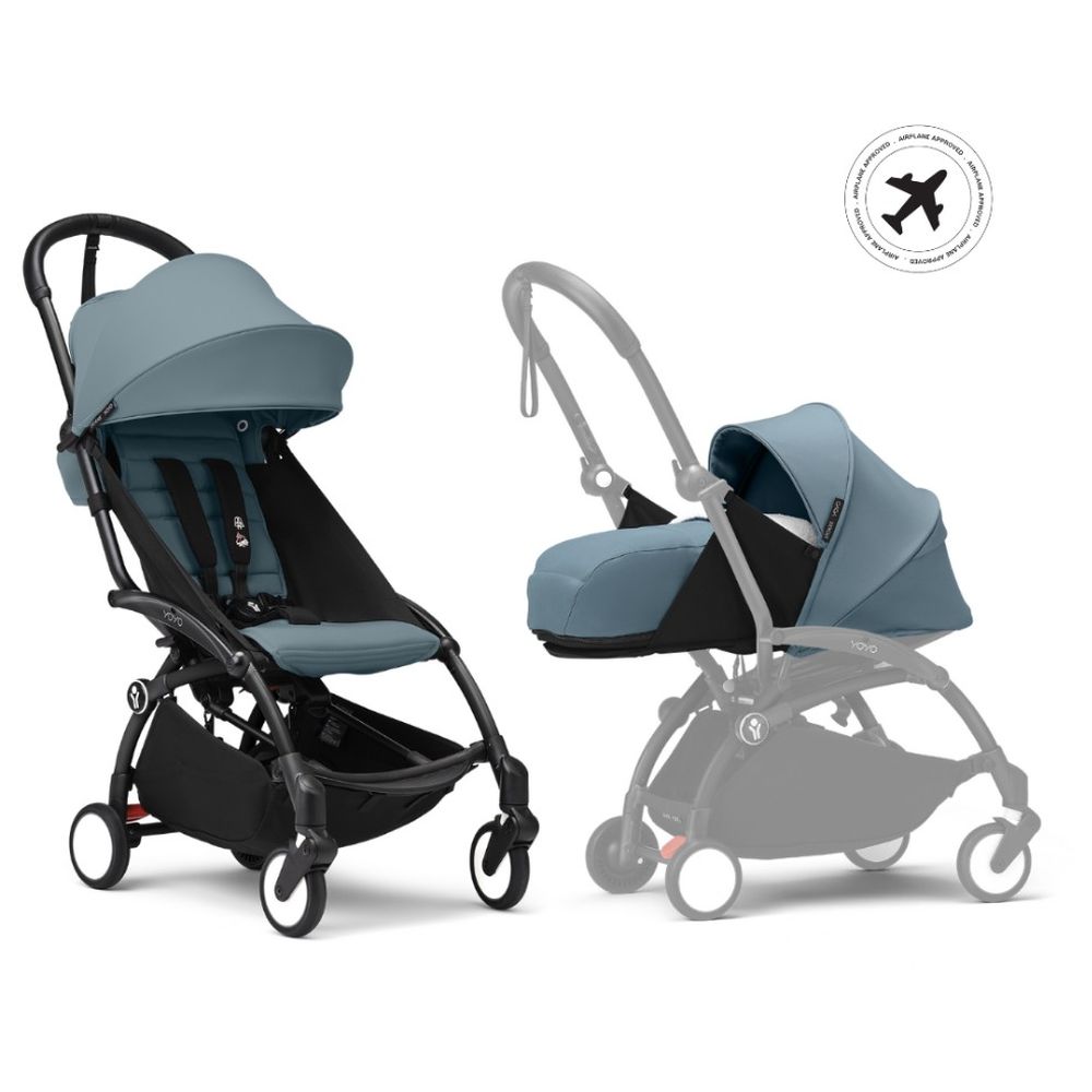 Stokke - YOYO3 Full Stroller with Frame, 0+ Newborn and 6+ Color Pack - Black Base