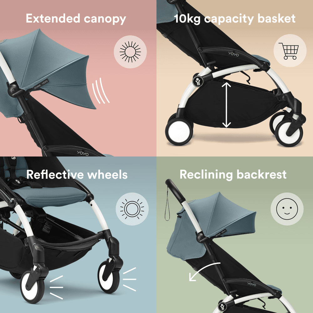 Stokke - YOYO3 Full Stroller with Frame, 0+ Newborn and 6+ Color Pack - Black Base