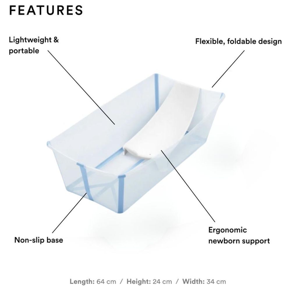 ستوك - حوض استحمام فليكسي مع حامل قابل للطي - متعدد الألوان - قطعتان