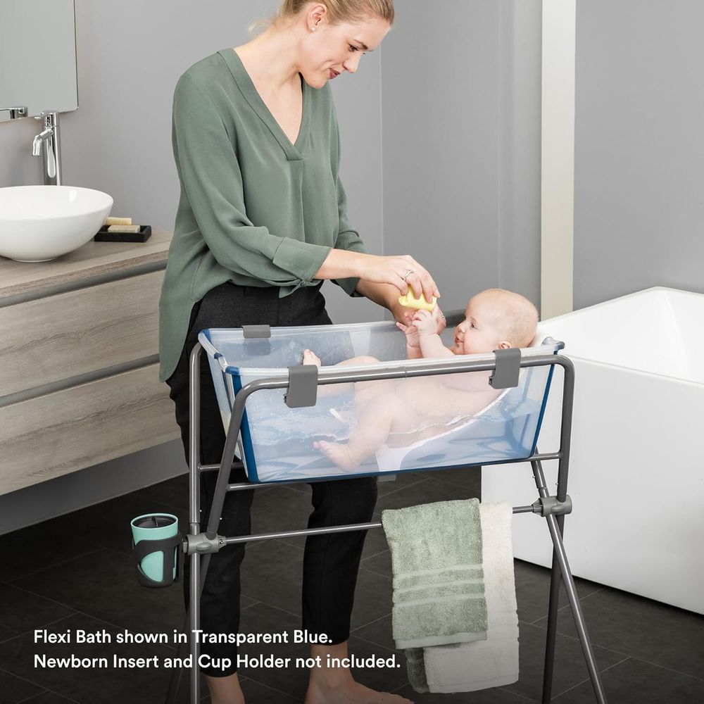 Stokke - Flexi Bath Tub With Newborn Support & Stand Set - White/Grey - 3 Pcs