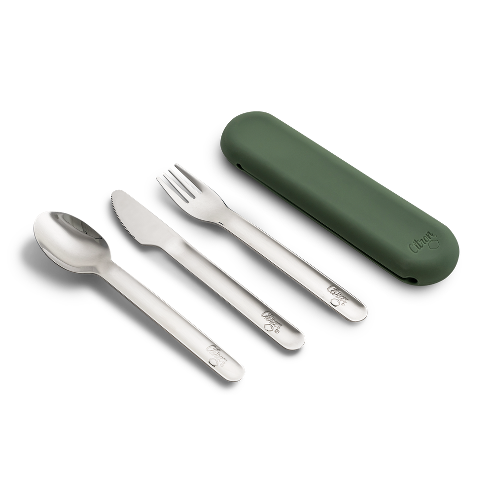 Citron - Cutlery Set With Silicon Case - Green