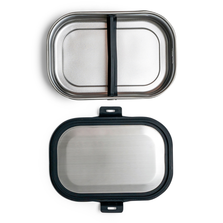 سيترون - صندوق غداء ستانلس ستيل قسمين - أسود