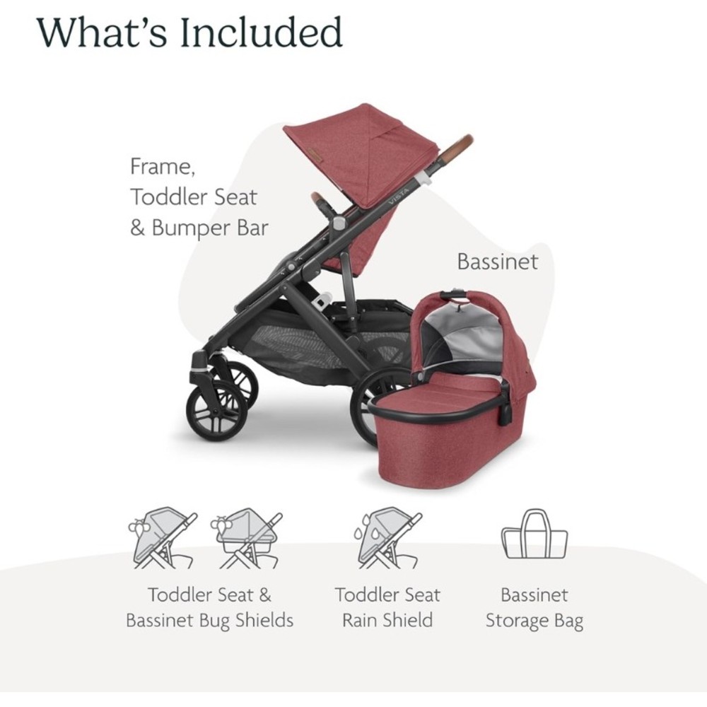 Uppababy - Vista V2 Stroller & Carrycot - Lucy - Rosewood Melange - 2 Pcs