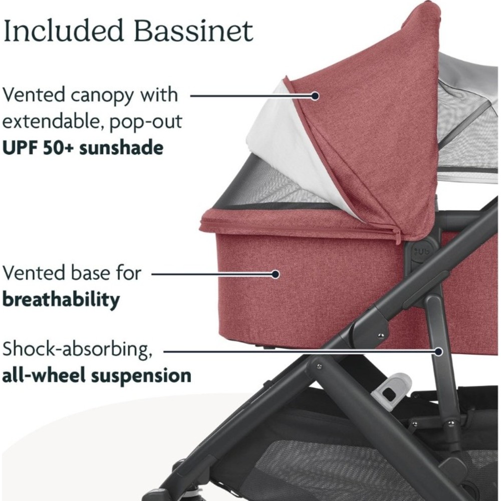Uppababy - Vista V2 Stroller & Carrycot - Lucy - Rosewood Melange - 2 Pcs