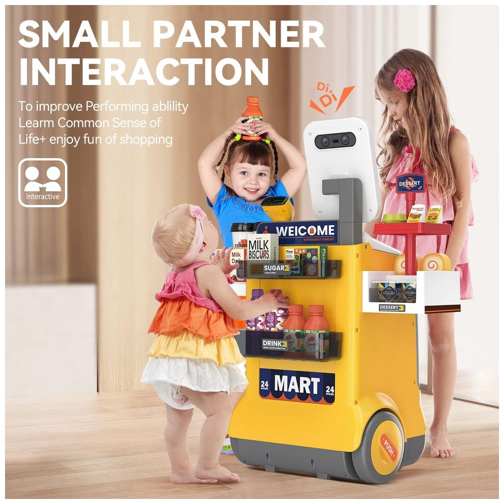 Little Angel Kids Smart Shopping Cart Toy With Scanner - 48Pcs