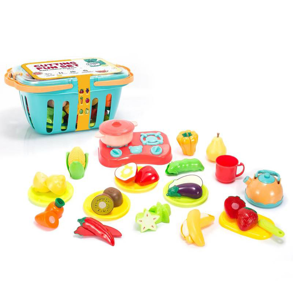 Little Angel Kid's Fruits & Vegetables In Basket Toy Set - 28pcs
