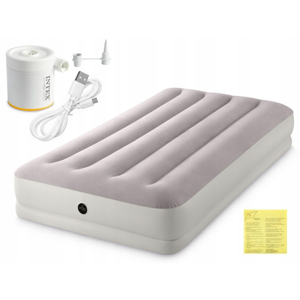 Intex - Dura-Beam Prestige Airbed With USB150 Air Pump - Twin