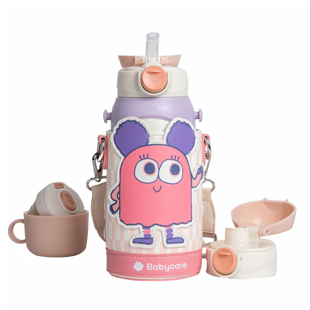 بيبي كير - زمزمية مياه مفرغة ٣ في ١ مع شفاطة - بينك ليدي - ٦٠٠ مل