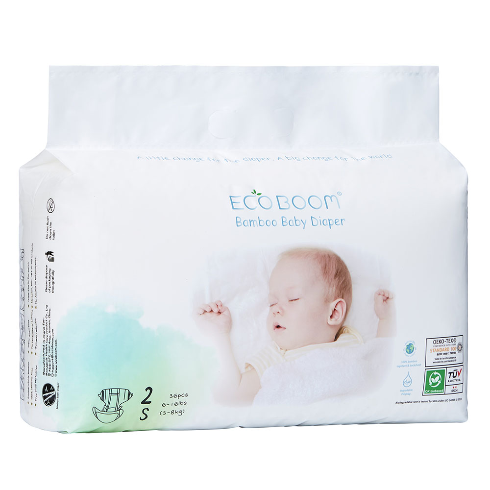 Eco Boom - Eco-Friendly Natural Soft Disposable Diapers - S - Size 2 - 3-8kg - 36pcs
