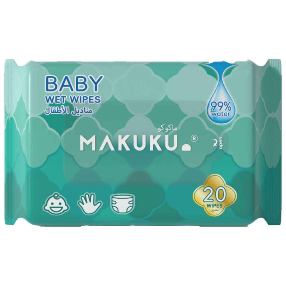 ماكوكو - مناديل مبللة للأطفال تحتوي على 99% من الماء - 20 منديل