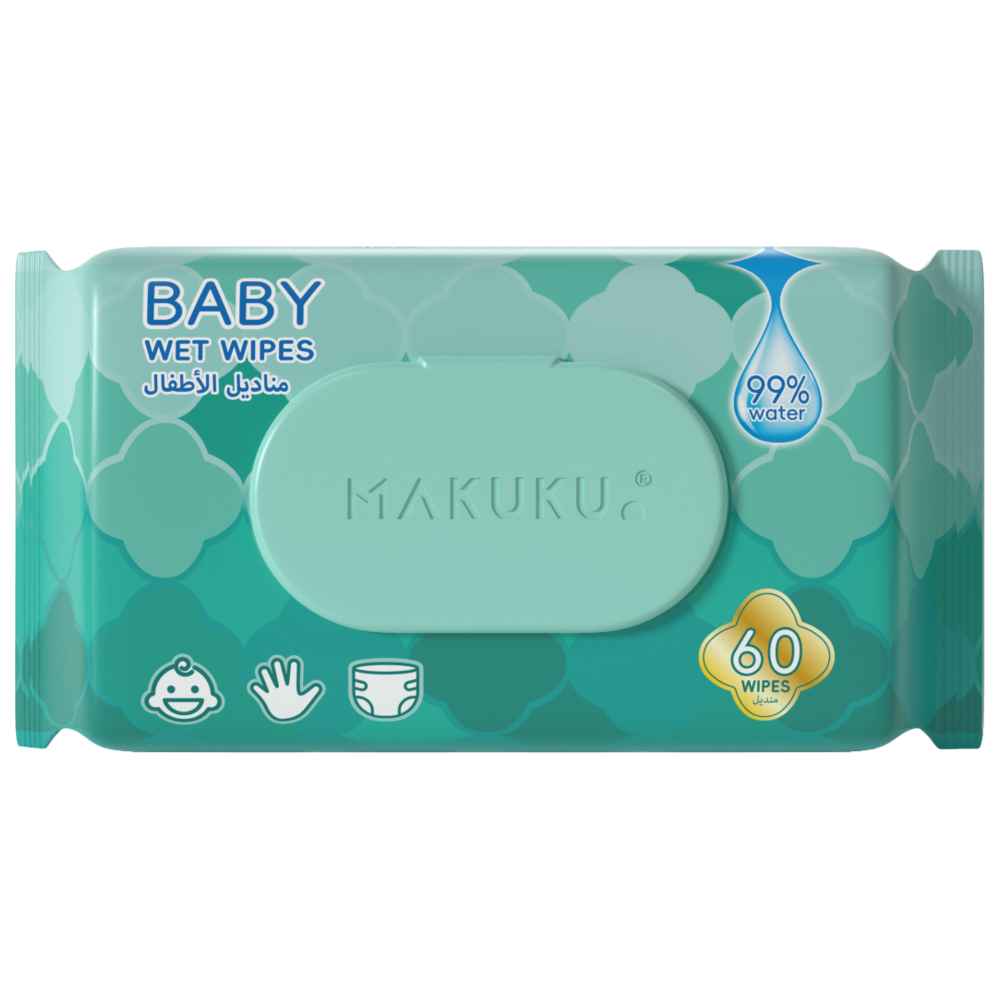 ماكوكو - مناديل مبللة للأطفال تحتوي على 99% من الماء - 60 منديل