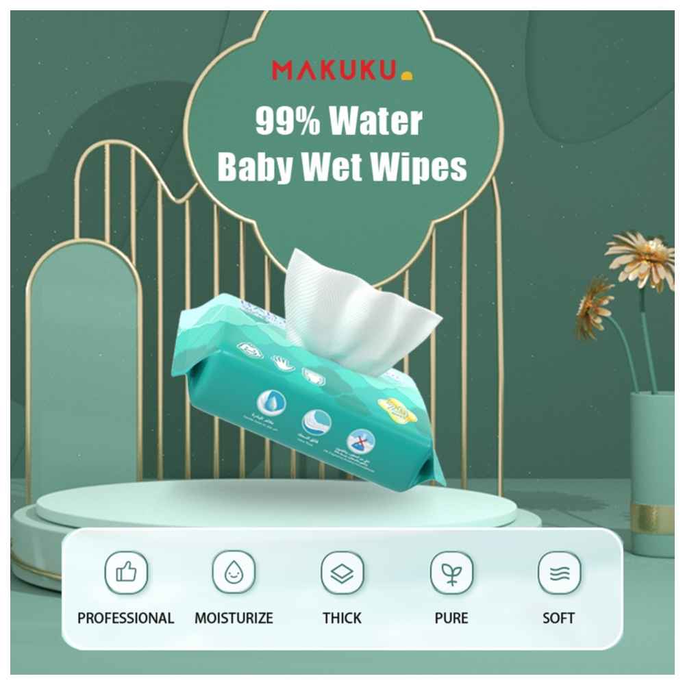 ماكوكو - مناديل مبللة للأطفال تحتوي على 99% من الماء - عدد 3 - 180 منديل