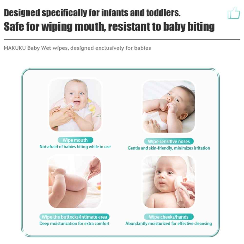 ماكوكو - مناديل مبللة للأطفال تحتوي على 99% من الماء - عدد 3 - 180 منديل