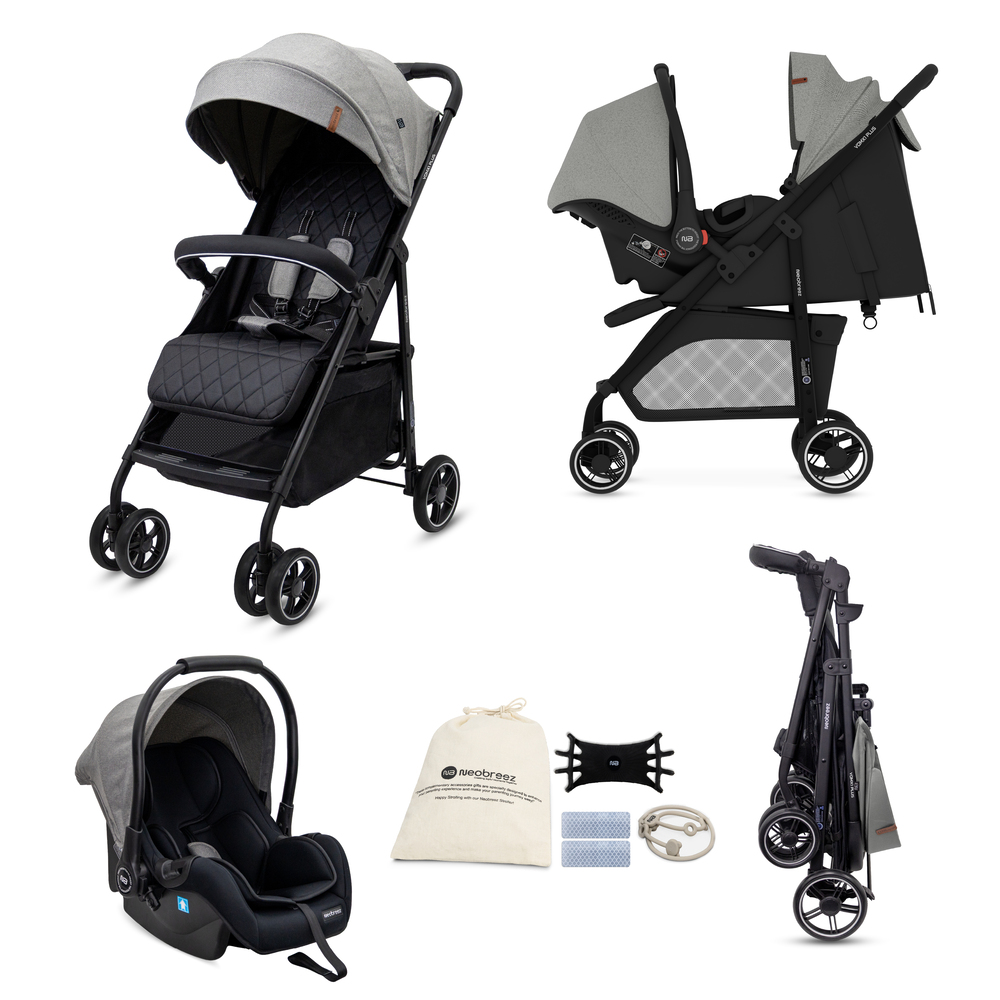 Neobreez Vomx1 Plus 2 In 1 Travel System Stroller - Medium Grey