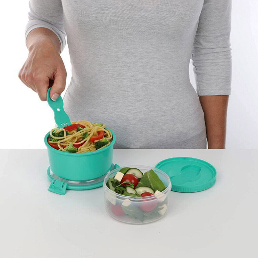 سيستيما - صندوق غداء ستاك تو جو دائرية - أزرق مخضر