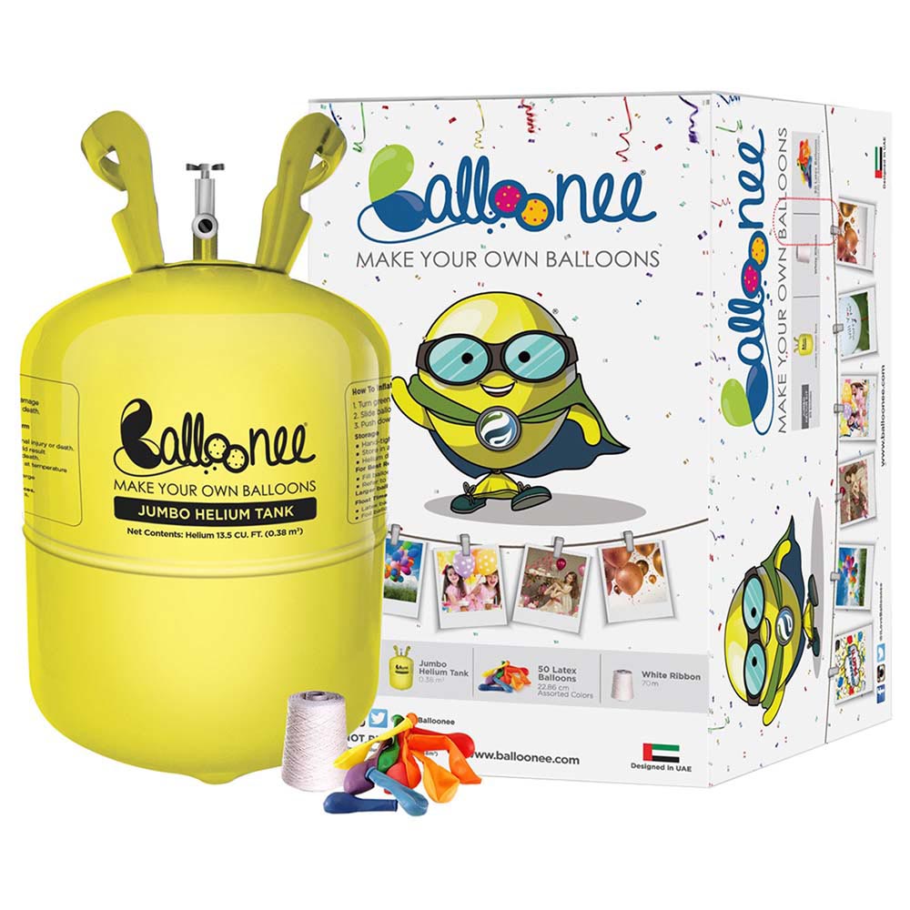 Balloonee Jumbo Disposable Helium Party Kit With 50 Balloons