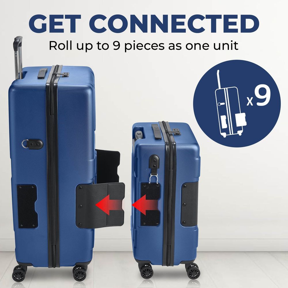 Tach Luggage - Hard Shell Connectable Luggage Set - Pack of 2 - Midnight Blue - 28-Inch/20-Inch